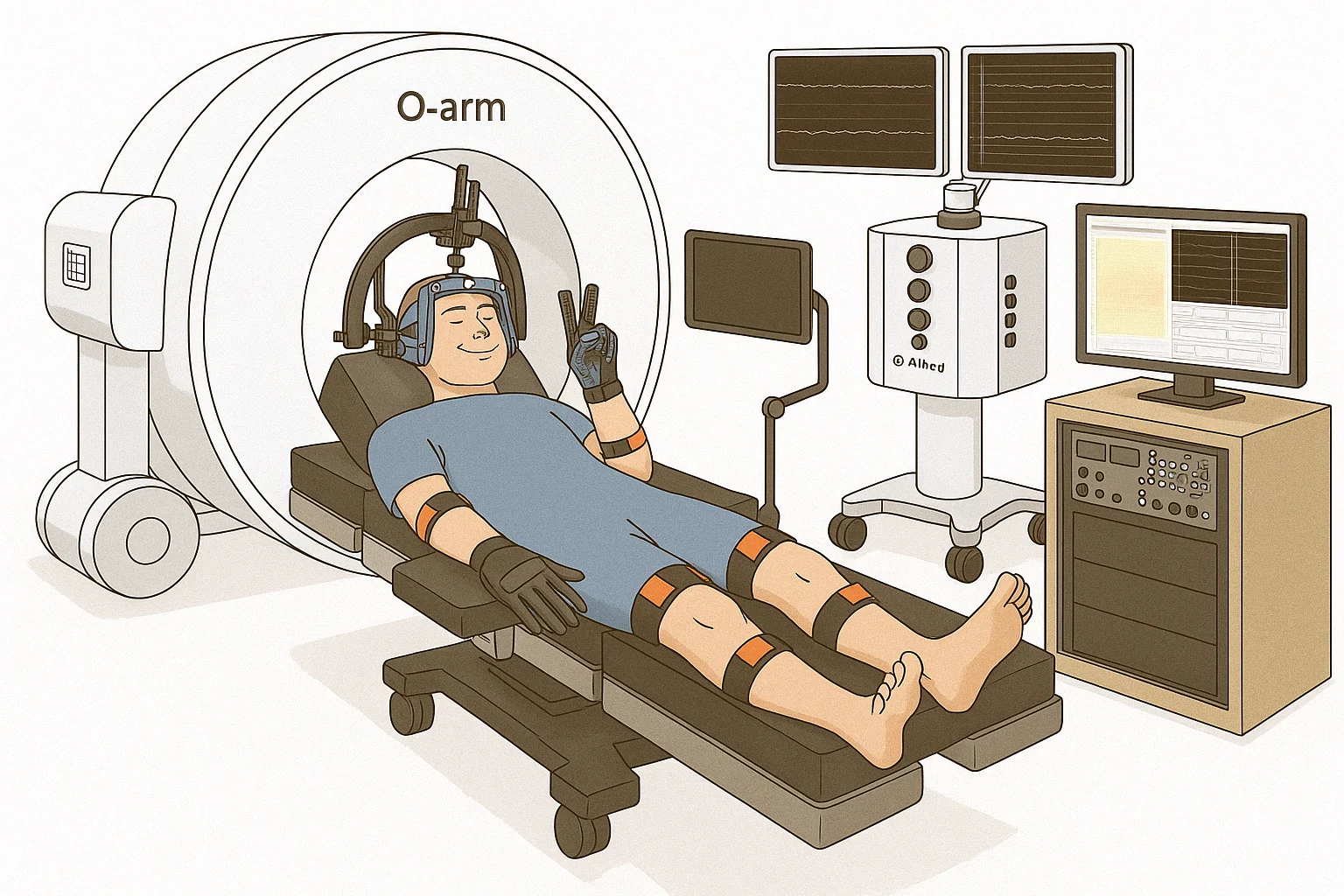 Intraoperative recording during awake brain surgery — high-density cortical electrode array with motion-capture gloves
